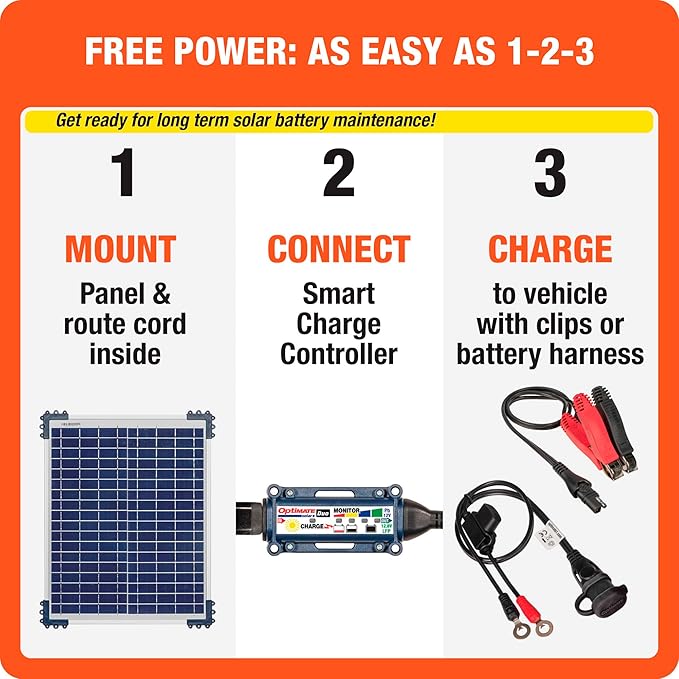 Optimate Solar Duo TM522-D2 6-Step 12V / 12.8V 1.6A Weatherproof Solar Battery Saving Charger &amp maintainer