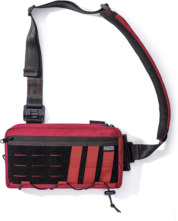TACTICAL_GEEK Crossbody Shoulder Bag Multipurpose Daypack Chest Backpack Casual Sling Bag for Men &amp Women (L3C-Red)