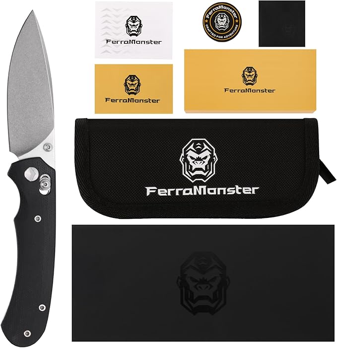 Folding Pocket Knife 3.31'' 154CM Blade EDC Knife Erogonomic Canvas Micarta Handle Pocket Knives for Men Hunting Hiking Survival Knives (Black)