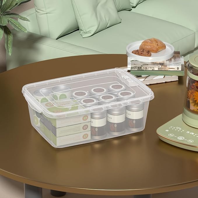 12 Packs 14 Quart Plastic Clear Storage Bins Plastic Storage Boxes with Lids