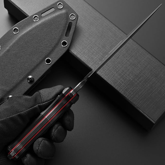 Eafengrow EF135 Fixed Blade Knife DC53 Steel Blade G10 Handle Full Tang Heavy Duty EDC Fix Knifes for Field Working Camping Survival Bushcraft(Black)