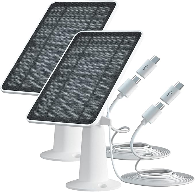 Solar Panel Charger Compatible with Eufycam 3/3C/2C/2C Pro/E40/E20/2/2 Pro/E/L20/L40/Solo/SoloCam Spotlight 5W Solar Panel for Eufy Camera Micro USB &amp USB-C Port 9.8ft Cable P65 Waterproof 2