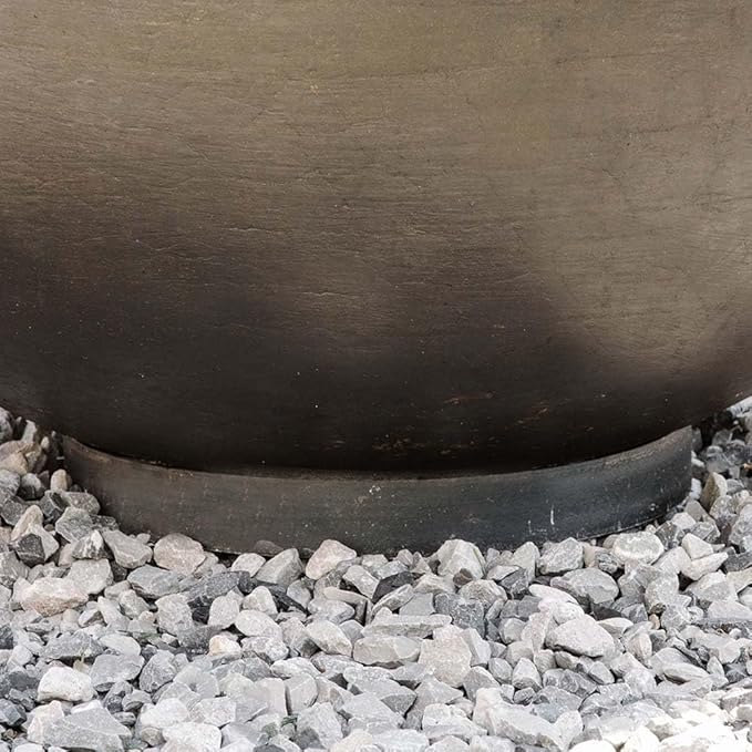 Ash &amp Ember 36 Hemisphere Fire Pit Wood Burning Outdoor Fire Bowl Raw Cast Iron Patina Half-Sphere Outside Fireplace with Flanged Edge and Stable Base