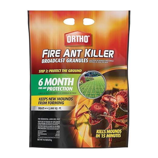 Ortho Fire Ant Killer Broadcast Granules - Fire Ant Granules for Outdoors Kills Mounds in 15 Minutes 6 Month Protection Treats Up To 5000 sq. ft. 11.5 lb.