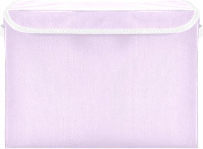 Solid Color Pure Plain Orchid Storage Bins with Lid Foldable Storage Baskets Storage Box with Lids for Office Supplies