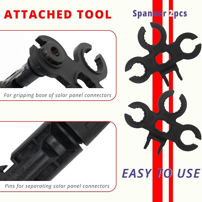 Solar Crimping Tool Kit c/w 12 Pairs Solar Connectors 2 PCS Spanner Wrenches1 PCS Iron Wire Cable CutterSolar Connector Crimper