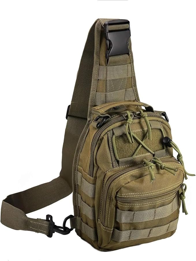 Genérico Compatible For Tactical Shoulder BagNylon Outdoor Sling Daypack Backpack(Army green)