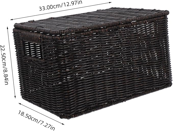 OUNONA Large-capacity Imitation Rattan Storage Box with Lid Versatile Decorative Organizer for Clothes Toys and Sundries Sturdy and Stylish Basket for Home and Closet Storage