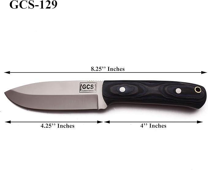 GCS Custom Handmade Black Micarta with Bone Spacer Handle D2 Tool Steel 15 Knife Buffalo Hide Sheath GCS129