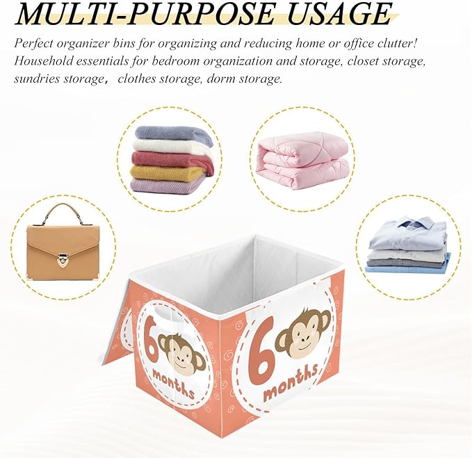 6_months Storage Bins with Lids Foldable Organizer Storage Storage Box with Lids for School Supply Dormroom Storage