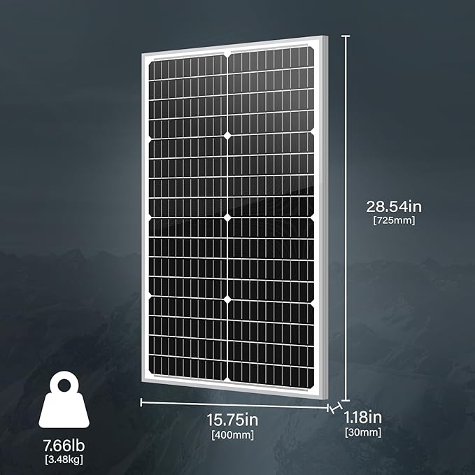 Newpowa 50W Solar Panel 50W(Watts) 12V(Volts) Monocrystalline PV Module High-Efficiency Battery Maintainer Power for Battery Charging of Boat RV Camper SUV and Other Off-Grid Applications