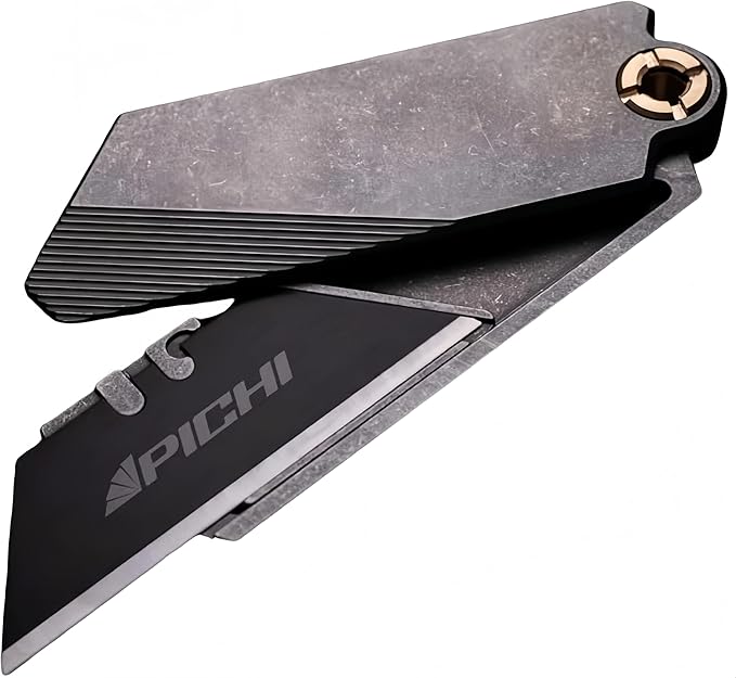 PICHI G9 Titanium Utility KnifeLightweight Pocket Utility KnifeEDC Pocket KnivesCNC Unibody Quick Change BladeButton Lockfor Men Women Outdoor HikingCampingwith 2 Replaceable Blades