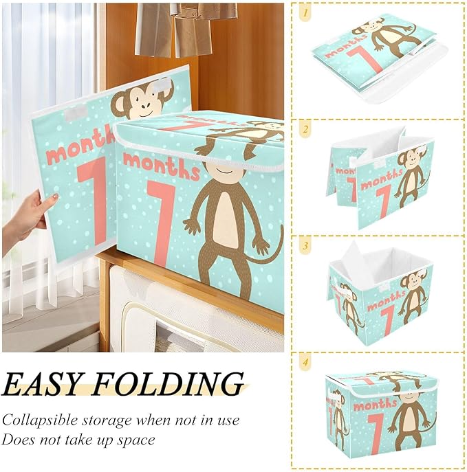 7_months Storage Bin with Lid Collapsible Clothes Organizer Organizers and Storage for Office Supplies Office Basket