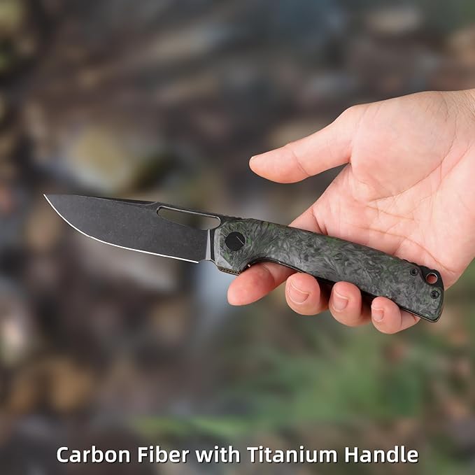 Pocket Knife 3.5 M390 Blade Folding Knife Hunting Knife Survival Knife with Pocket Clip EDC Knives for Hunting Camping Survival Outdoor Fishing Hiking (Black&ampGreen)