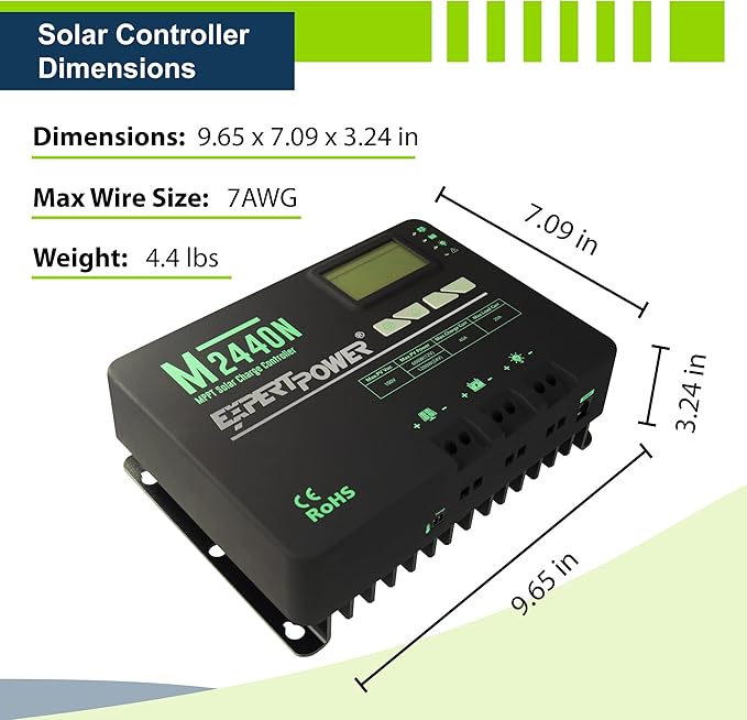ExpertPower Solar Panel Kit | 200-watt 12-Volt Mono Solar Panel + MPPT 40A 12V/24V Solar Charge Controller for RV Marine Cabin Off-Grid DIY Solar Projects and More