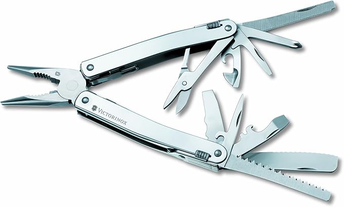 Victorinox Swiss Tool Spirit XC Swiss Army Pocket Knife Large Multi Tool 24 Functions Locking Blade Case Silver
