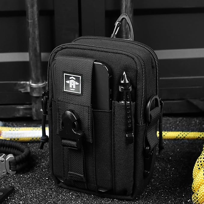 Tactical Molle EDC Utility Gadget Pouch Compact Multipurpose Belt Waist Hip Bag with Cell Phone Holster Holder (with Strap)