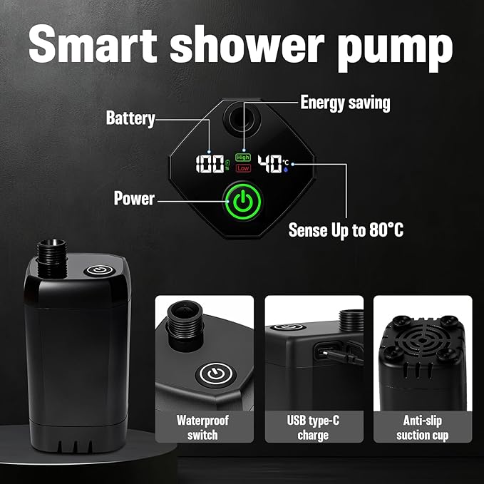 Portable Camping Shower 6000mAh Rechargeable Shower Pump Large Capacity Foldable Bucket 6' 7 Filtered Shower Head Summer Beach Outdoor Camp Showering Hiking Pet Bath RV Car Wash Water Plant