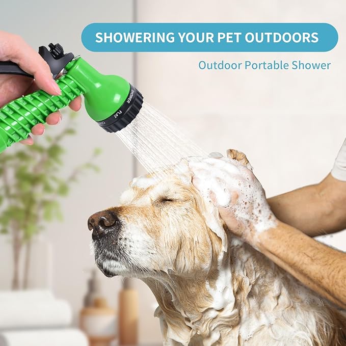 2.1 Gallon Portable Shower for Camping with 7 Spray Modes Camping Shower for Beach Shower Car Shower Hand Press with Removable Hose and Shower Head (Blue)