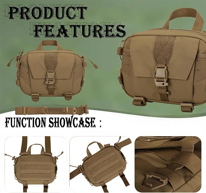 Tactical Molle Admin Pouch Compact Utility EDC Tool Bag with Shoulder Strap Nylon Belt Waist Bag for Tactical Accessories