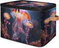 Storage Bins with Lids Jellyfish Ocean Storage Basket Clothes Organizer with Handles Closet Storage Containers for Clothing Bedding Blanket