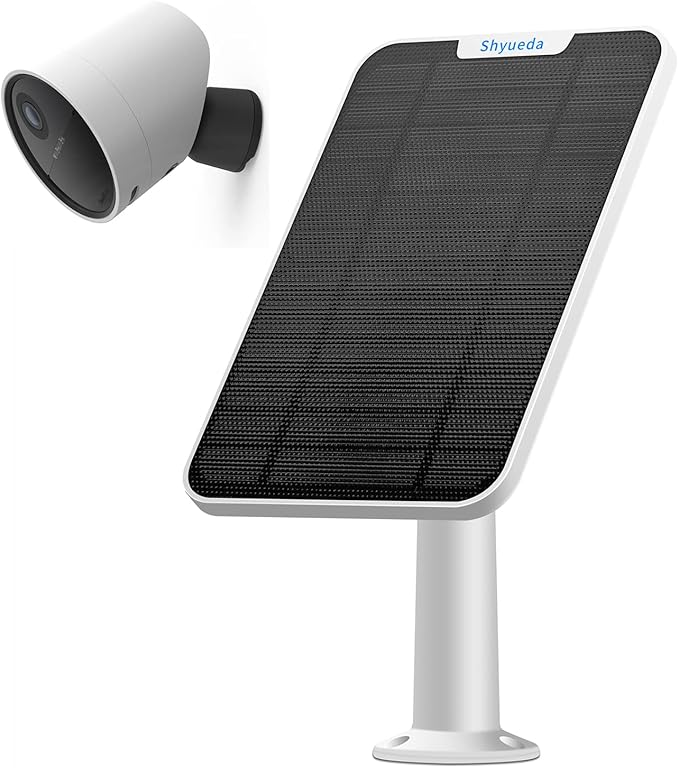 4W Solar Panel Charging Compatible with SimpliSafe Outdoor Security Camera only with 13.1ft Waterproof Charging Cable IP65 WeatherproofIncludes Secure Wall Mount(White)