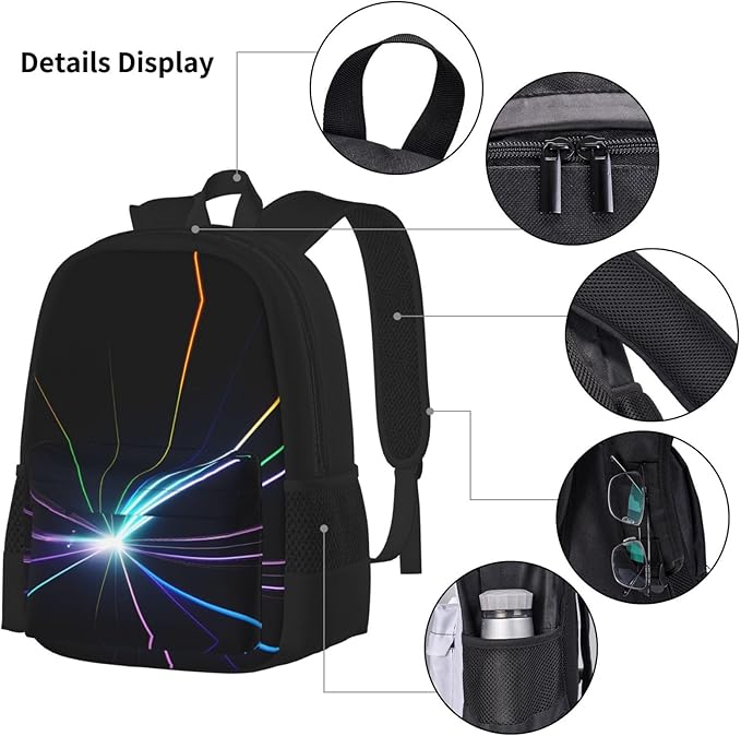 3pcs Backpack Sets Laser Light Printed Backpacks Set With Lunch Bag Pencil Pouch