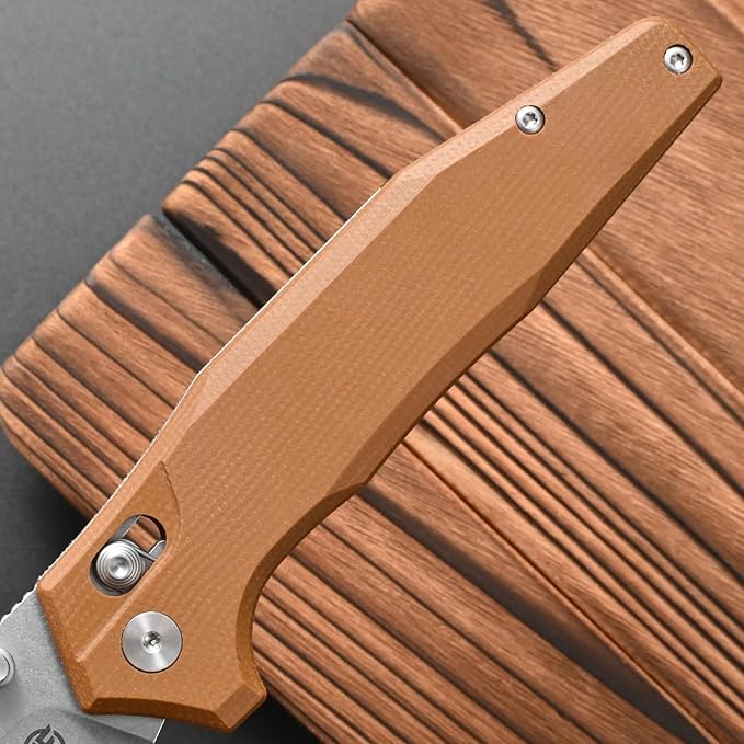 FF20 Folding Pocket KnifeVG10 Steel Blade G10 Handle EDC Tool Knife for Outdoor Camping Hunting Fishing Working(Brown)