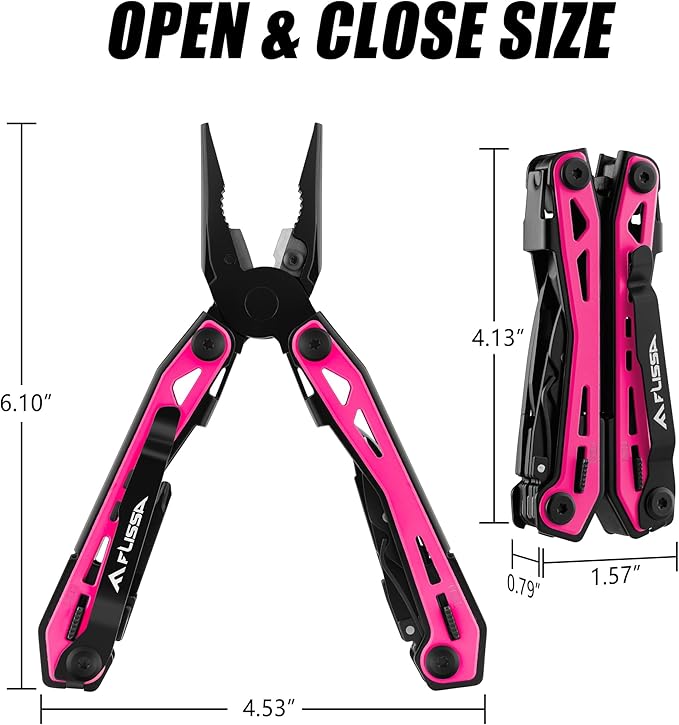 FLISSA 16-in-1 Pink Multi Tool Pliers and Blcak Multi Tool with G10 Handle