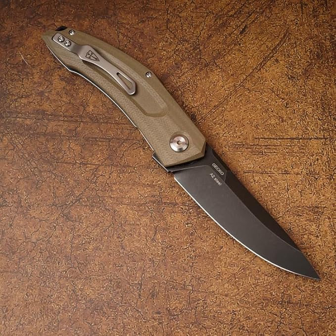 A2 Steel EDC Tactical Knife Titanium Coated Blade Hardness 60-61HRC Vacuum Deep Cryogenic Oil Quenching Heat Treatment - Survival Camping Jungle Daily Carrying Pocket Folding Knife
