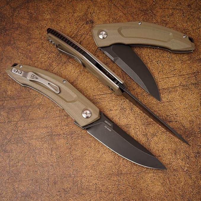 A2 Steel EDC Tactical Knife Titanium Coated Blade Hardness 60-61HRC Vacuum Deep Cryogenic Oil Quenching Heat Treatment - Survival Camping Jungle Daily Carrying Pocket Folding Knife