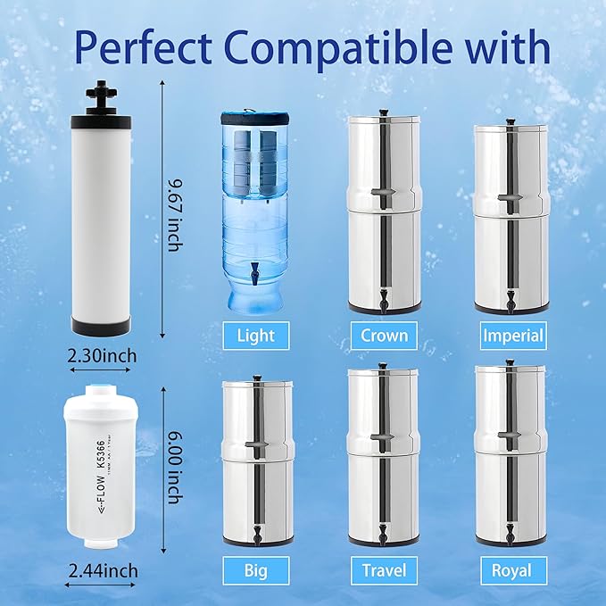 【Upgraded】Renami Ceramic Filter &amp Fluoride Filter Replacement for Berkey® BB9-2 Black Filters &amp PF-2 Fluoride Filters Compatible with Berkey® Gravity Water Filter System Combo Pack