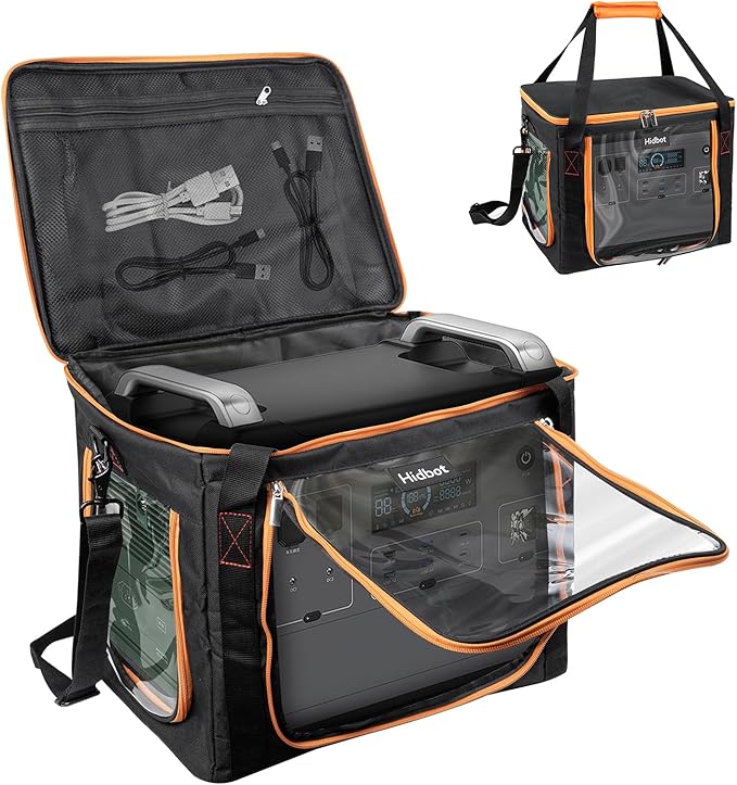 Travel Carrying Case for Anker SOLIX C1000Water-Resistant Protective Power Station Bag for Anker SOLIX C800 &amp C800 Plus with Waterproof Bottom and Front Pockets