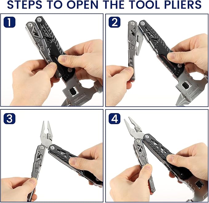 18-in-1 Multipurpose Tool Kit Survival Camping Gear &amp Fishing Gifts Multitool with Hammer Pliers Screwdriver and Pocket Knife for Dad Men(Black)