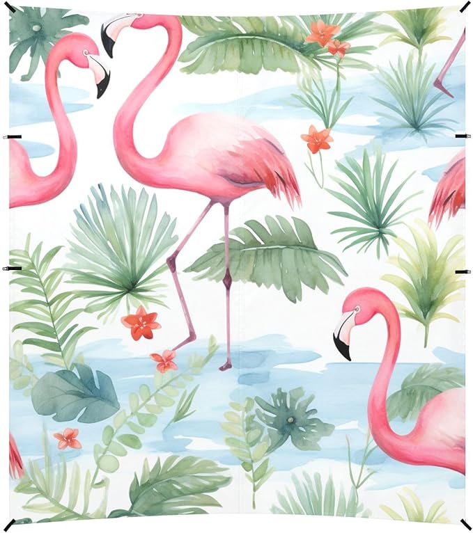 ALAZA Cute Flamingo Birds Beach Tent Sun Shelter Portable Canopy Sunshade for Outdoor Camping Picnics Backyard Fun 10x9 ft