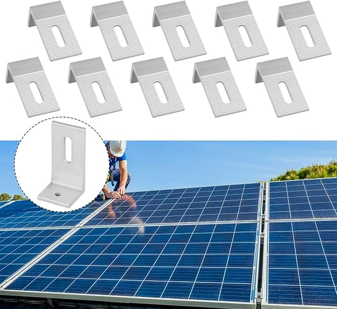 1/4/10Pcs Aluminum Alloy Solar Panel Mounting L Brackets 90 Degree Angle PV Connection Angle For RV Boat Off Grid Roof Photovoltaic Solar Panel Mount L Bracket(10pcs)
