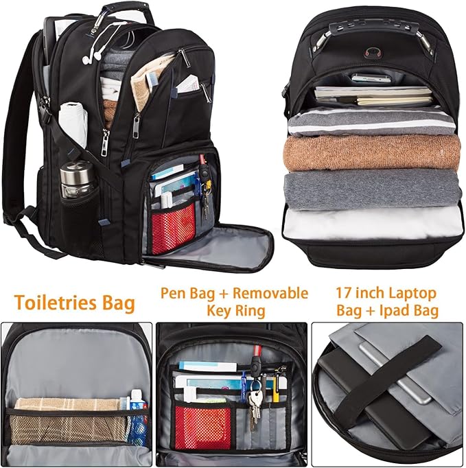 Extra Large 50L Travel Laptop Backpack Computer bag Backbag TSA Friendly Durable Big RFID Heavy Duty Business Tech Backpack Fits 17 Inch Laptops for Men Women