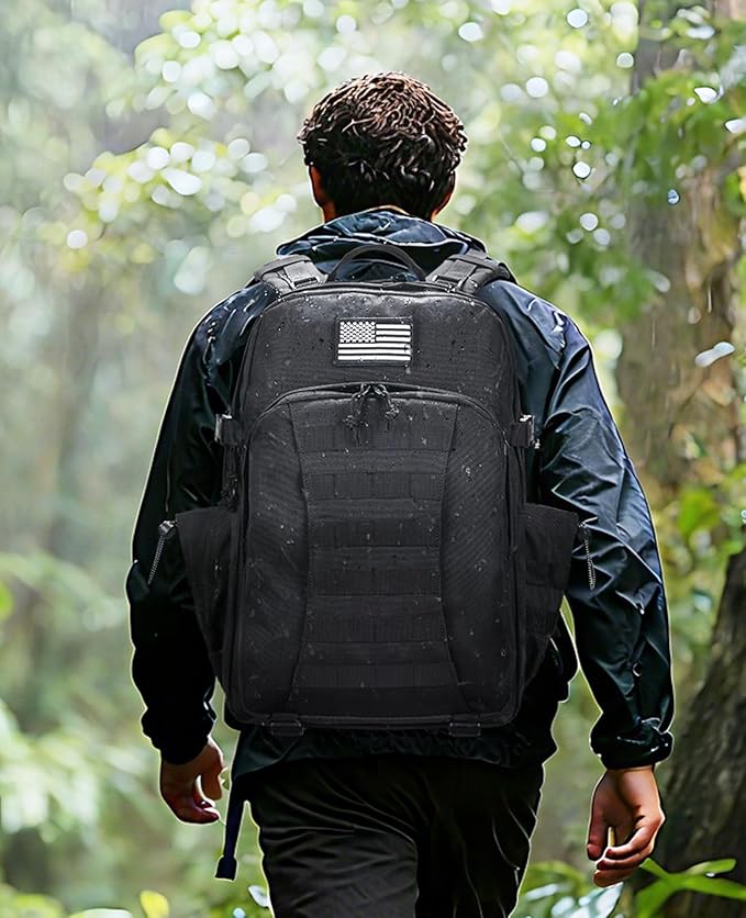 EZshoot 40L Tactical Backpack Military Backpack for Men Women Army Molle Rucksack Assault Pack Bug Out Bag Large Daypack (Black)