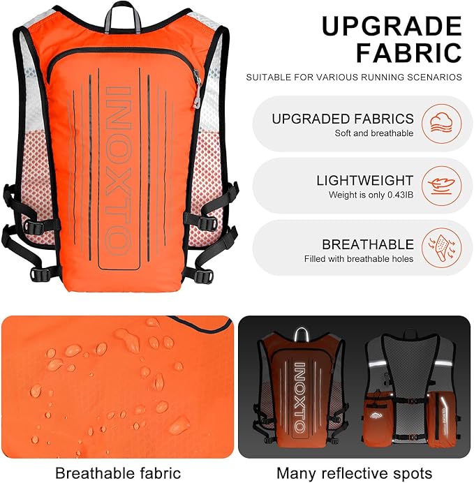 INOXTO Running Hydration Vest BackpackLightweight Insulated Pack with 1.5L Water Bladder Bag Daypack for Hiking Trail Running Cycling Race Marathon for Women Men