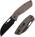 KANSEPT Convict Pocket Folding Knives EDC Camping Knife 3.3'' Black Stonewashed 154CM Material Pocket Knife with Brown Micarta Handle Everyday Carry T1023A1