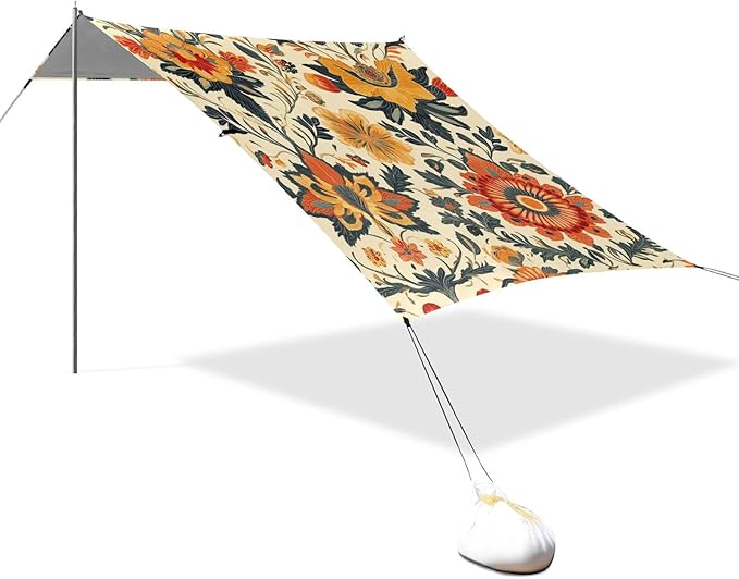 ALAZA Abstrac Ethnic Flower Beach Tent Sun Shelter Portable Canopy Sunshade for Outdoor Camping Picnics Backyard Fun 10x9 ft