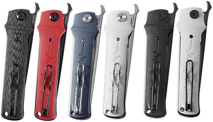 Petrified fish PFB04 Tena Folding Knife 3.82 D2 Black Stonewashed Blade Micarta Handle Pocket Folding knife for EDC Camping Outdoor (Red Micarta Stonewashed)