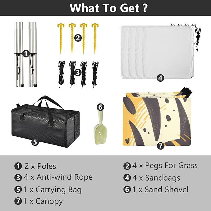 Tigers Skin Print Style Dimgray Beach Cabana Tent UPF50+ Easy Setup Large Sun Shelter with Sandbags Sand Shovel Poles for Family Trips Picnics &amp Camping
