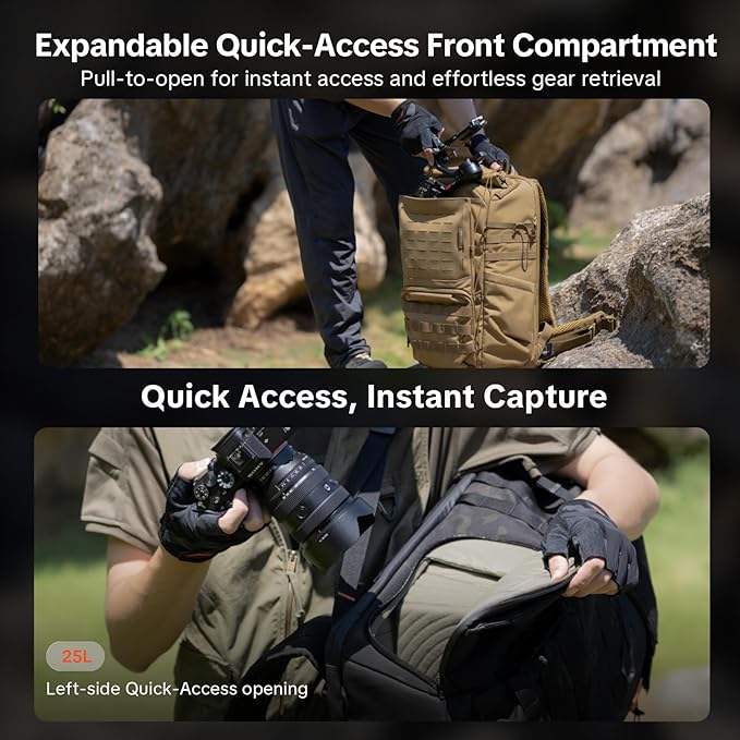 PGYTECH OneMo TAC 25L Tactical Camera Backpack with OneMo Camera Waist Belt (Dark Night Camo)