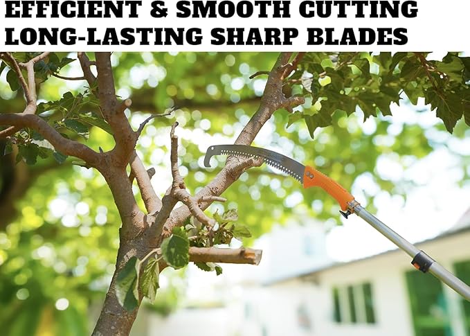 5-24 ft Pole Saw for Tree Trimming // Manual Telescopic Long Pole Tree Trimmer // Tree Trimming Saw with Extension Pole // The Ultimate Telescoping Palm Tree Pruner Long Pole Saw