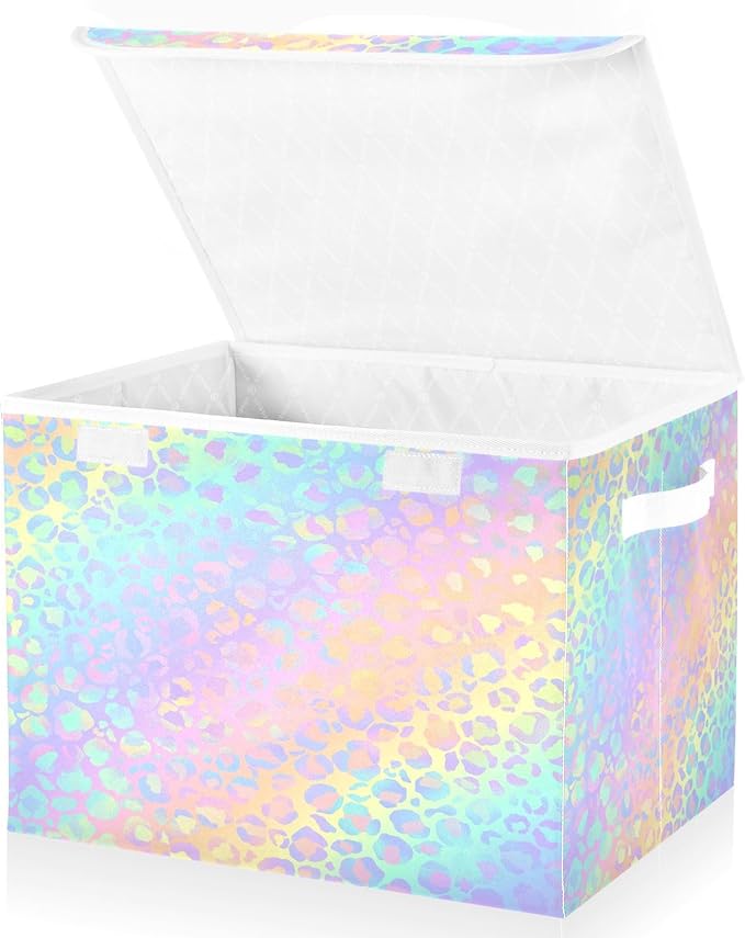 Aesthetic Unique Beauty Leopard Gradient Storage Container with Lid Foldable Closet Storage Storage Bins Large for