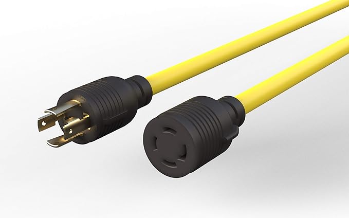 25 Feet NEMA L14-30P/L14-30R Generator Extension Cords 4 Prong Heavy Duty 30 Amp125/250VUp to 7500W 10AWG Cable and The Cable UL CertificationYellow