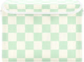 White Green Check Square Storage Box with Lid 1 PC Foldable Storage Bin with Lids Stackable Storage Bins Cube Closet Organizer Basket with Flip-Top Lid &amp Handles for Shoes Books Towels