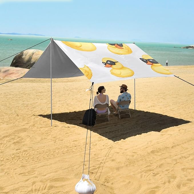 ALAZA Duck Sunglasses Beach Tent Sun Shelter UPF50+ Protection Beach Shade Canopy w/ 4 Sandbags for Outdoor Camping Fishing Backyard Fun Picnic 10x9 ft