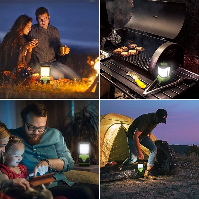 LE 1000LM Battery Powered LED Camping Lantern Waterproof Tent Light with 4 Light Modes Camping Essentials Portable Lantern Flashlight for Camping Emergency Light Power Outages Not Rechargeable
